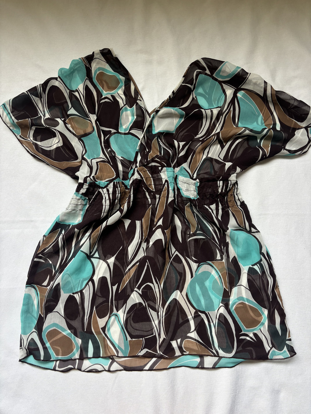 y2k Speechless sheer colorful off the shoulder flowey top, size large